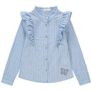 Ριγέ πουκάμισο με φαντεζί γιακά και πεταλούδα από πούλιες 