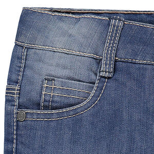 Bermuda en jeans effet used et crinkle 