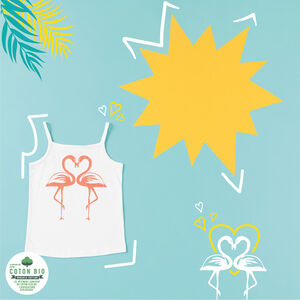 Αμάνικο μπλουζάκι από οργανικό βαμβάκι με τύπωμα  φλαμίνγκο ρόζ 