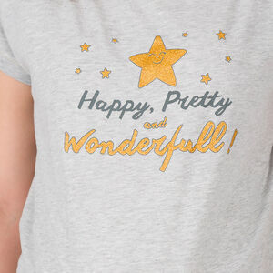 Κοντομάνικη μακριά μπλούζα εγκυμοσύνης για το σπίτι με στάμπα 