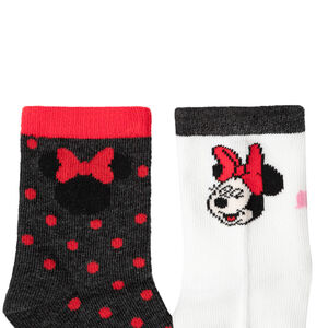 Lot de 2 paires de chaussettes assorties à pois / motif Minnie 