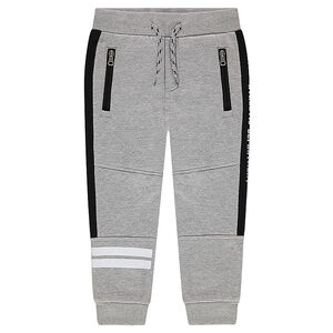 Παντελόνι φόρμας με τυπωμένες λωρίδες και τσέπες με φερμουάρ 