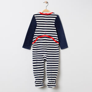 Dors-bien en velours rayé à élan brodé esprit Noël 