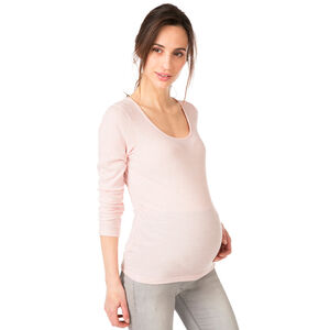 Μακρυμάνικη μελανζέ ριμπ μπλούζα εγκυμοσύνης 