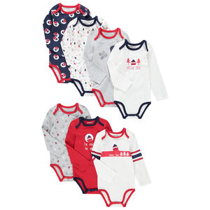 Σετ 7 μακρυμάνικα κορμάκια με μοτίβο έλατα 