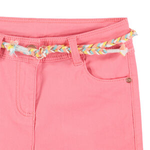 Pantacourt μονόχρωμη  twill και πλεκτή ζώνη 