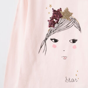 T-shirt manches longues print personnage à sequins magiques 