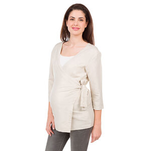 Ζακέτα εγκυμοσύνης με γυαλιστερή ύφανση με λινό  