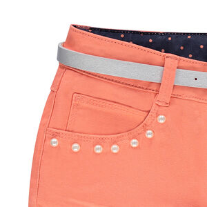 Παιδικά - Παντελόνι σε slim γραμμή με μόνιμες τσακίσεις, φαντεζί χάντρες και ζώνη 