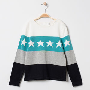 Pull en tricot contrasté à étoiles en jacquard 