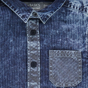 Μακρυμάνικο πουκάμισο με όψη ξεβαμμένου ντένιμ και ρίγες 