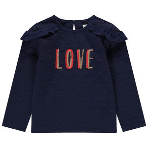 Φούτερ από φανέλα με ζακάρ καρδιά και μοτίβο από πούλιες με κρόσσια 