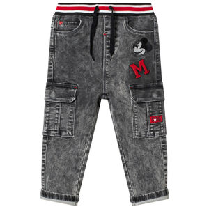 Jean effet used à taille élastiquée motif Mickey Disney 