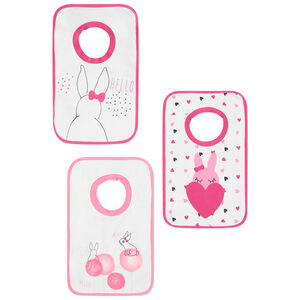 Σετ 3 βαμβακερές σαλιάρες με σχέδιο κουνελάκια 