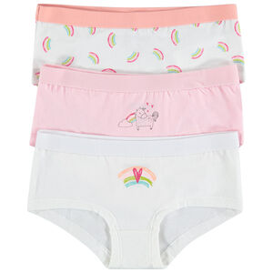 Lot de 3 shorties en coton print arcs-en-ciel et licorne 