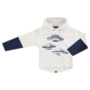 Μακρυμάνικη μπλούζα 2 σε 1 με κουκούλα και στάμπα ιπτάμενους δίσκους 