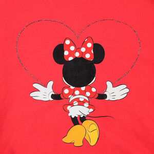 Φόρμα φανελένια με στάμπα Minnie της Disney και πουά μοτίβο 