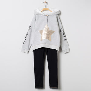 Jogging en molleton avec sweat motif étoile en sequins 