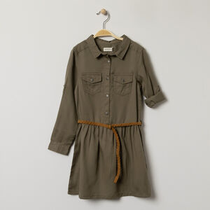 Φόρεμα -πουκάμισο μακρυμάνικο με αφαιρούμενη πλεκτή ζώνη  