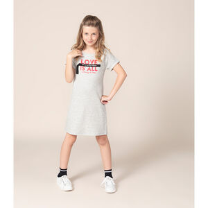 Παιδικά - Κοντομάνικο φόρεμα από φανέλα με τυπωμένο μήνυμα 