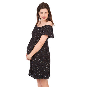 Φόρεμα εγκυμοσύνης με ακάλυπτους ώμους και διάσπαρτο σχέδιο 