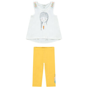 Ensemble en coton avec personnage printé et motfs ethniques 