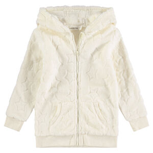 Ζακέτα από sherpa με κουκούλα και ανάγλυφο μοτίβο 