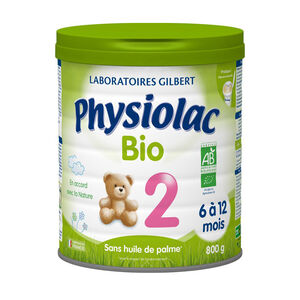 Lait en poudre au lait de vache bio Physiolac Bio de 6 à 12 mois - 800g 