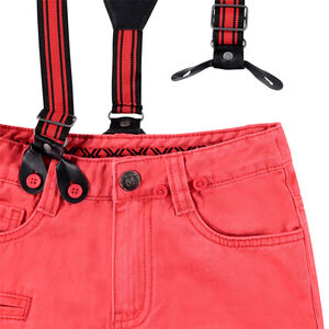 Βαμβακερό παντελόνι νηματοβαφή με αφαιρούμενες ρυθμιζόμενες τιράντες 