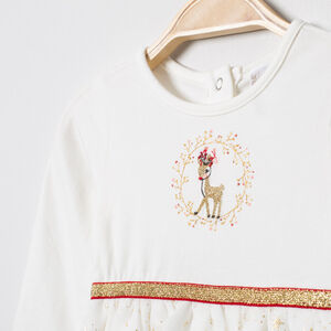 Robe de fêtes manches longues à tulle étoilé 