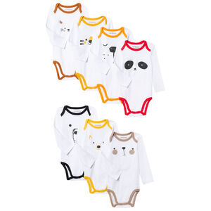 Lot de 7 bodies manches longues en coton bio print aimaux 