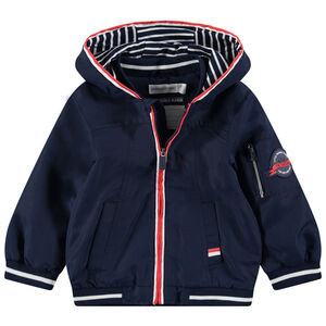 Αντιανεμικό μπουφάν με ριγέ ζέρσεϊ επένδυση και τσέπες 