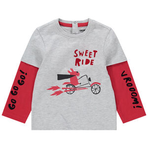 Μακρυμάνικη μπλούζα 2 σε 1 από βιολογικό βαμβάκι με τυπωμένο αρκουδάκι 