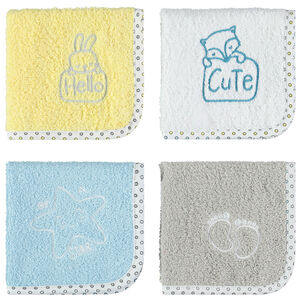 Set de 4 serviettes en éponge à motifs à broder  