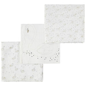 Σετ από 3 πάνες σε πουά από οργανικό βαμβάκι ,με κύκνους 