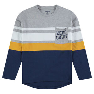 Παιδικά - Μακρυμάνικη μπλούζα με λωρίδες σε αντίθεση και τσέπη 