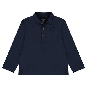 Μακρυμάνικο πόλο από ζέρσεϊ slub ύφασμα με τυπωμένο λογότυπο 