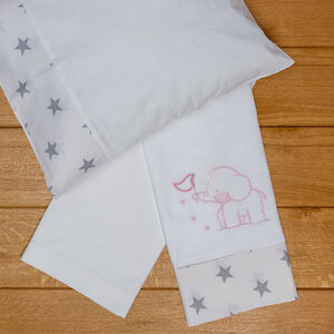  Σετ σεντόνια καλαθούνας-λίκνου 3τμχ elephant ροζ  