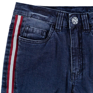 Παιδικά - Τζιν σε γραμμή slim με used όψη και απλικέ λωρίδες στα πλάγια 