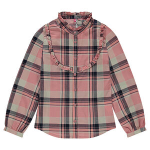 Παιδικά - Μακρυμάνικο πουκάμισο σε βαμβακερή ύφανση με καρό 