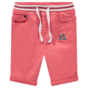 Βαμβακερή βερμούδα νηματοβαφή με λάστιχο στη μέση 