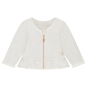 Φανελένια ζακέτα με βολάν στη βάση και στάμπα συννεφάκι 