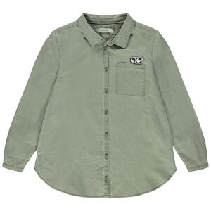 Μακρυμάνικο πουκάμισο με τσέπη και κεντημένα μάτια 