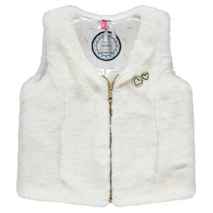 Αμάνικη ζακέτα από sherpa με μπαλώματα καρδούλες 