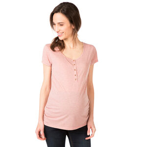 Κοντομάνικη μπλούζα εγκυμοσύνης με μελανζέ όψη και χρυσαφί νερά 