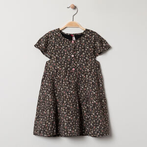 Robe manches courtes à fleurs all-over et rayures  