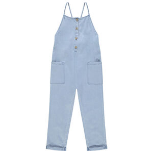 Salopette longue à poches et fines bretelles 