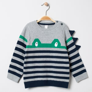 Pull en tricot rayé motif crocodile 