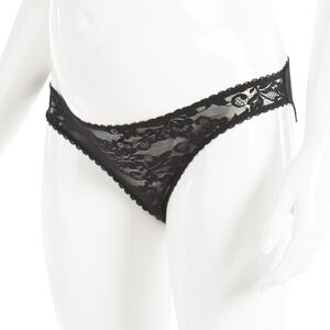 Μαύρο εσώρουχο με δαντέλα και σχέδιο λουλουδιών  
