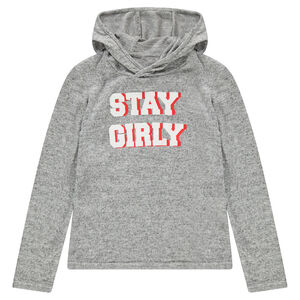 Παιδικά - Μακρυμάνικη μπλούζα με κουκούλα και τυπωμένο μήνυμα 